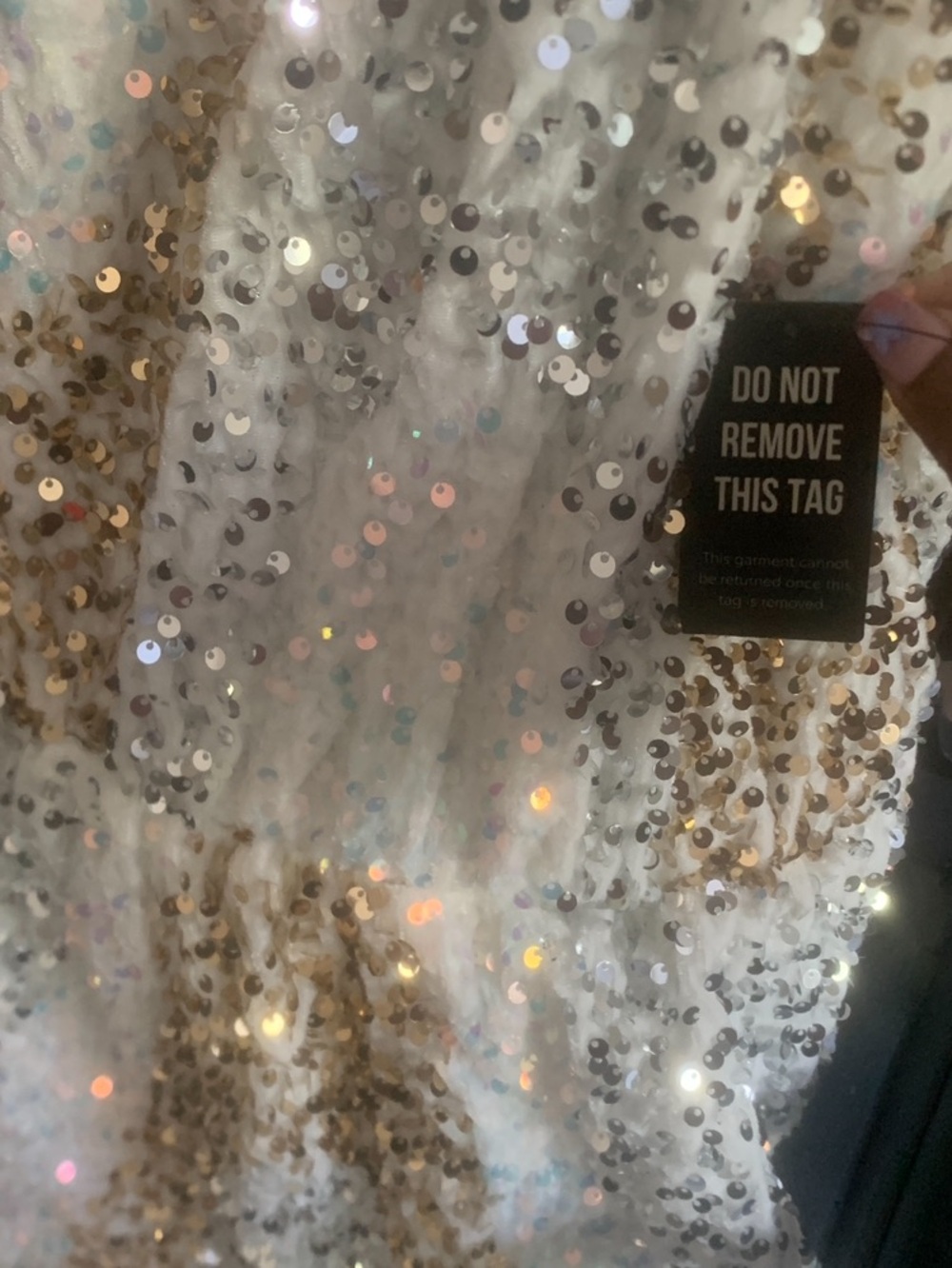 White /Gold Sequin evening gown